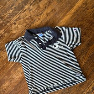Vintage Champion Polo Shirt - Navy and White Stripes